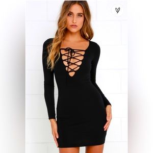 Lulu’s Black Lace-Up Dress
